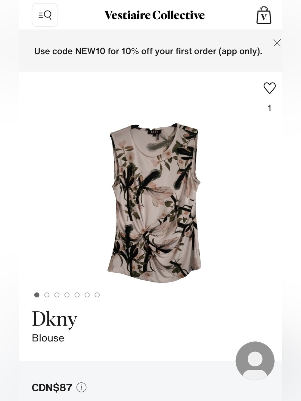 DKNY Women’s Floral Blossom Print Knot Detail Stretch Blouse Top Size L - Picture 5 of 6
